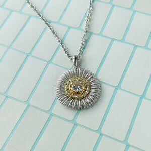 Alicia Bonnie Brilliance Blossoms Gold Silver White Crystal Pendant Necklace NWT
